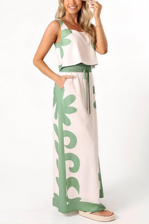 Floral Ensemble: Top & Wide Leg Hose