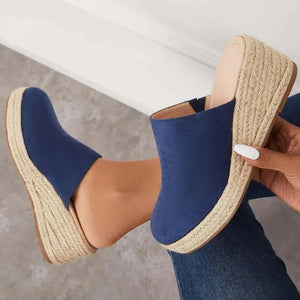Damen Schuhe – Wildleder Keil-Espadrille, Slip-On Design, Sommer Stil-83367-79e73736-9dcb-4e5a-bc4c-207499b6d8d7