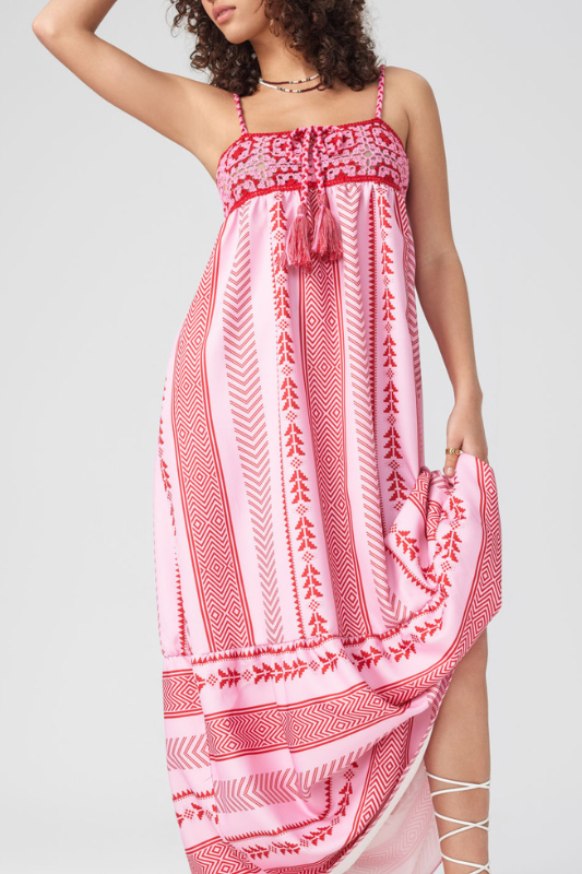 Böhmisches Maxikleid mit Stickerei