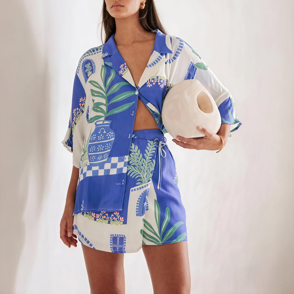 Botanischer Zweiteiler mit Wickelrock