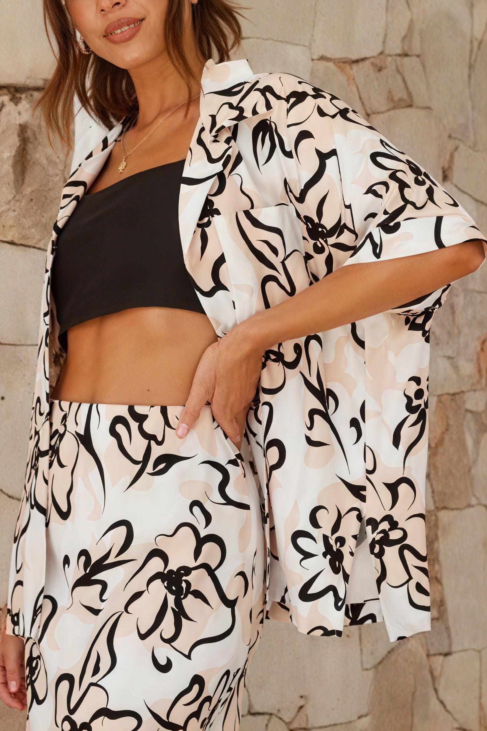 Floral Blazer & Rock Set – Bohemian Chic