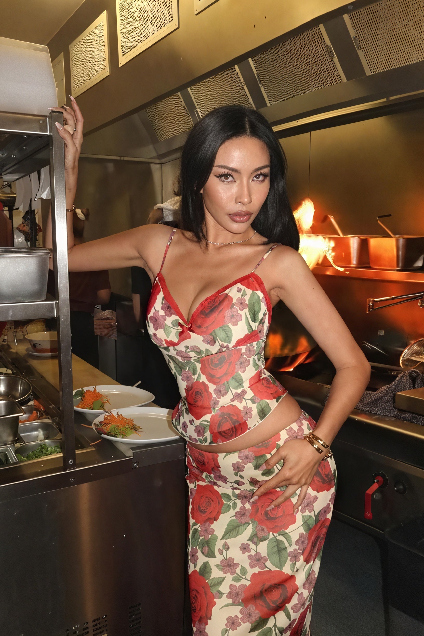 Romantisches zweiteiliges Maxi-Kleid