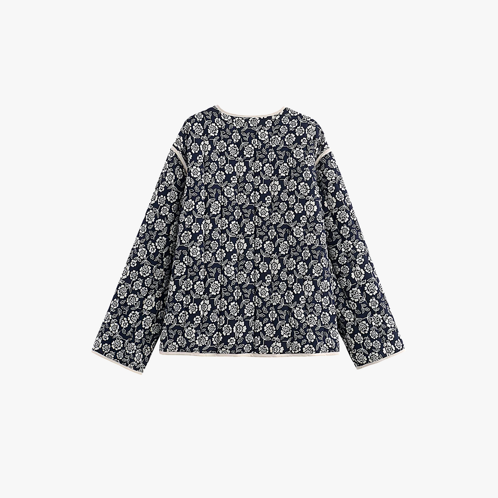 Florale Jacke mit Paspelierung