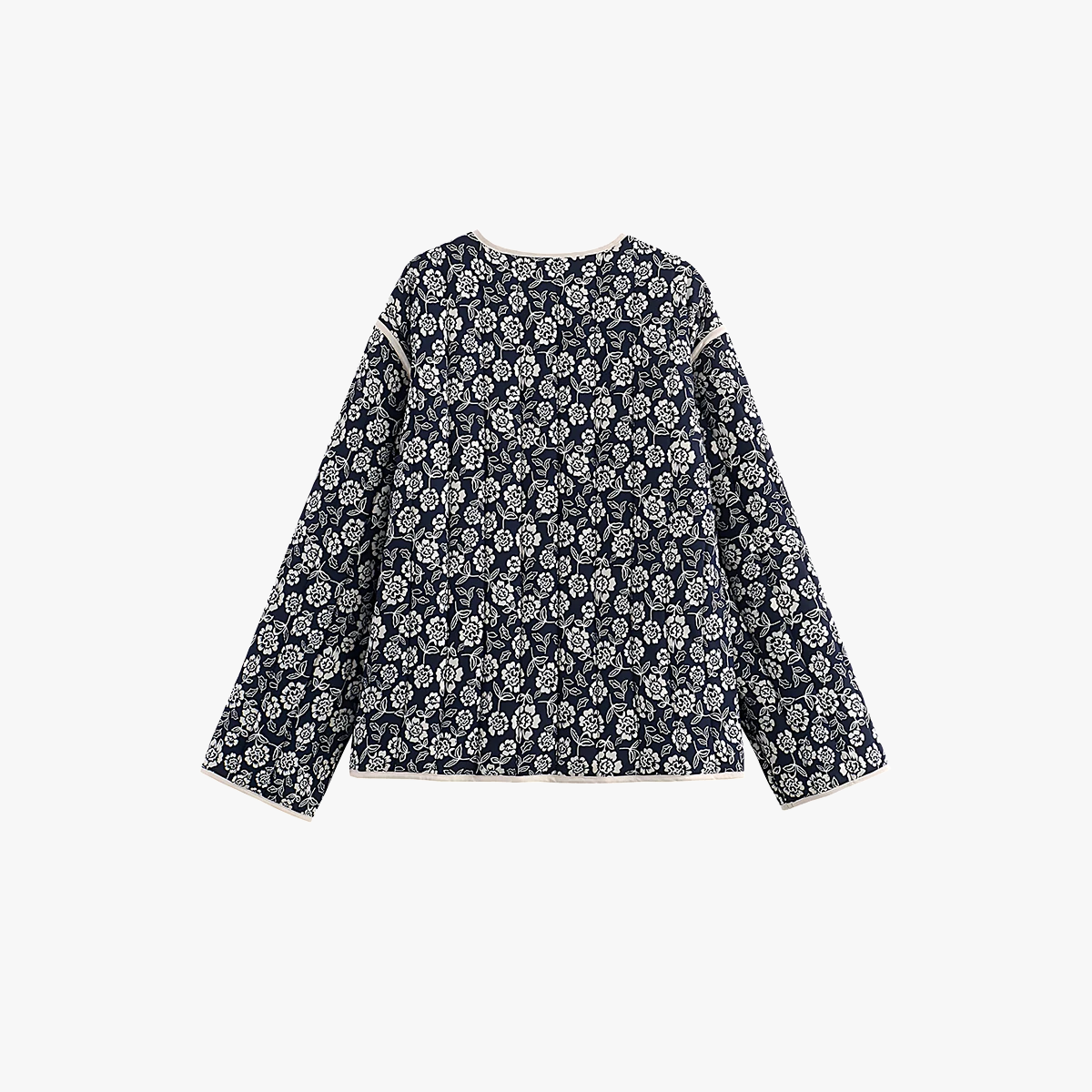 Florale Jacke mit Paspelierung