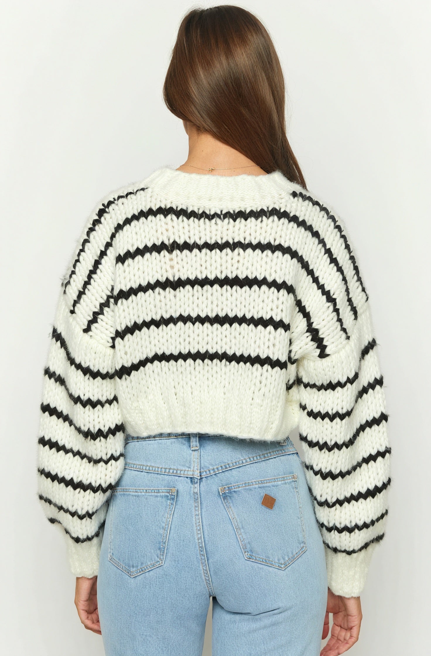 Gestreifter Strickpullover in Oversize-Passform