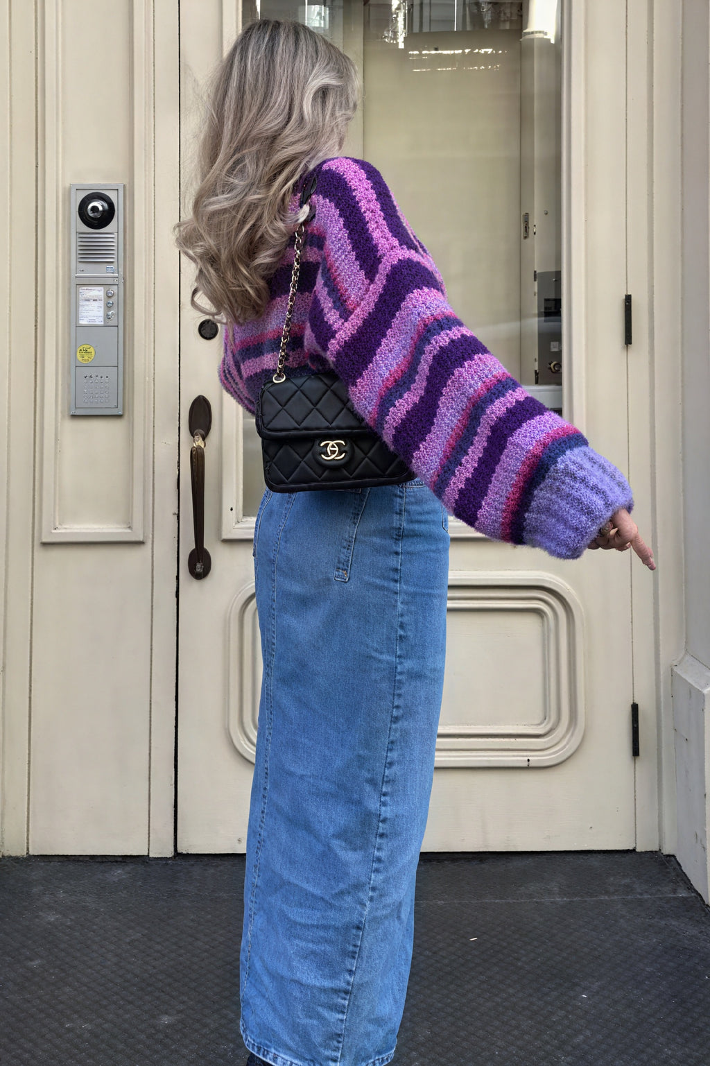 Gestreifter Strickpullover in Oversize-Passform