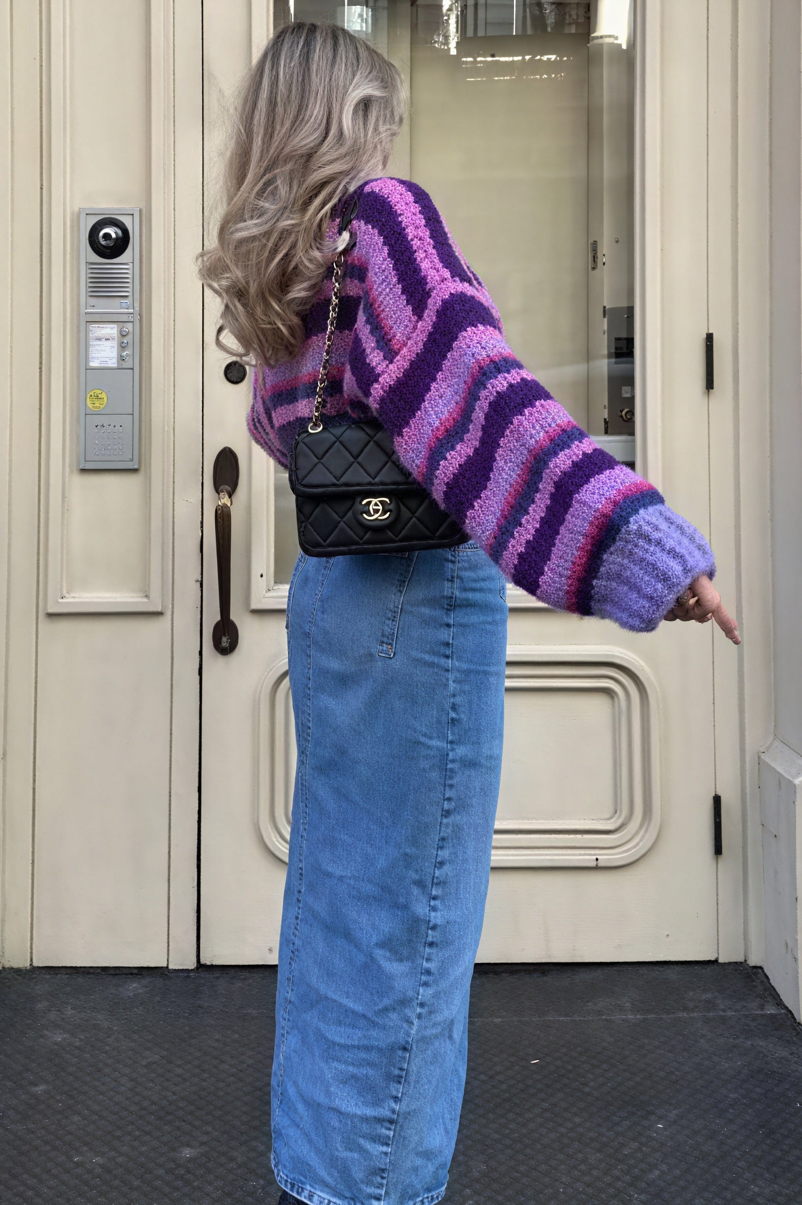 Gestreifter Strickpullover in Oversize-Passform