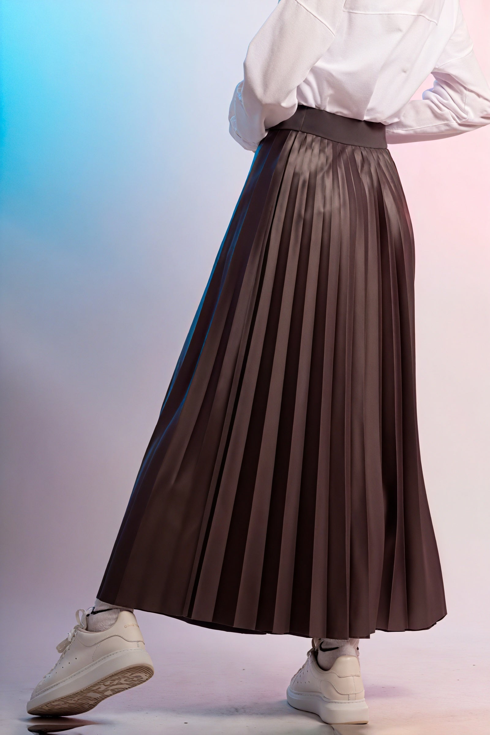 Plissee-Midirock mit Tüll-Detail