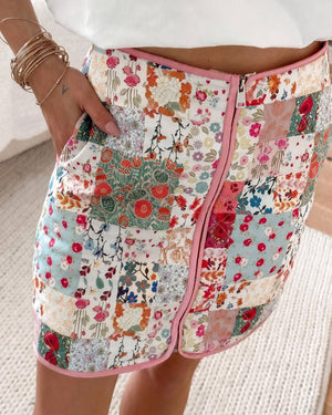 Patchwork Jacke mit floralem Muster