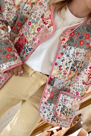 Patchwork Jacke mit floralem Muster