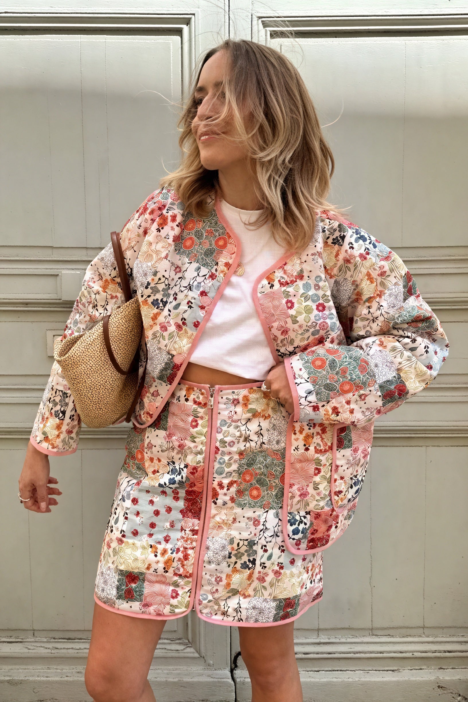 Patchwork Jacke mit floralem Muster