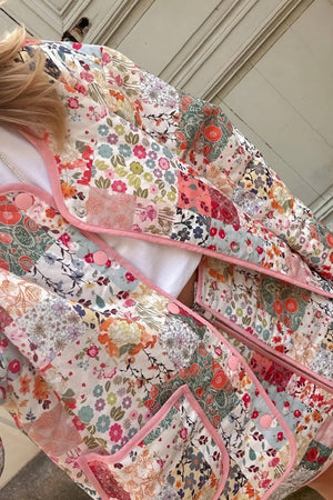 Patchwork Jacke mit floralem Muster
