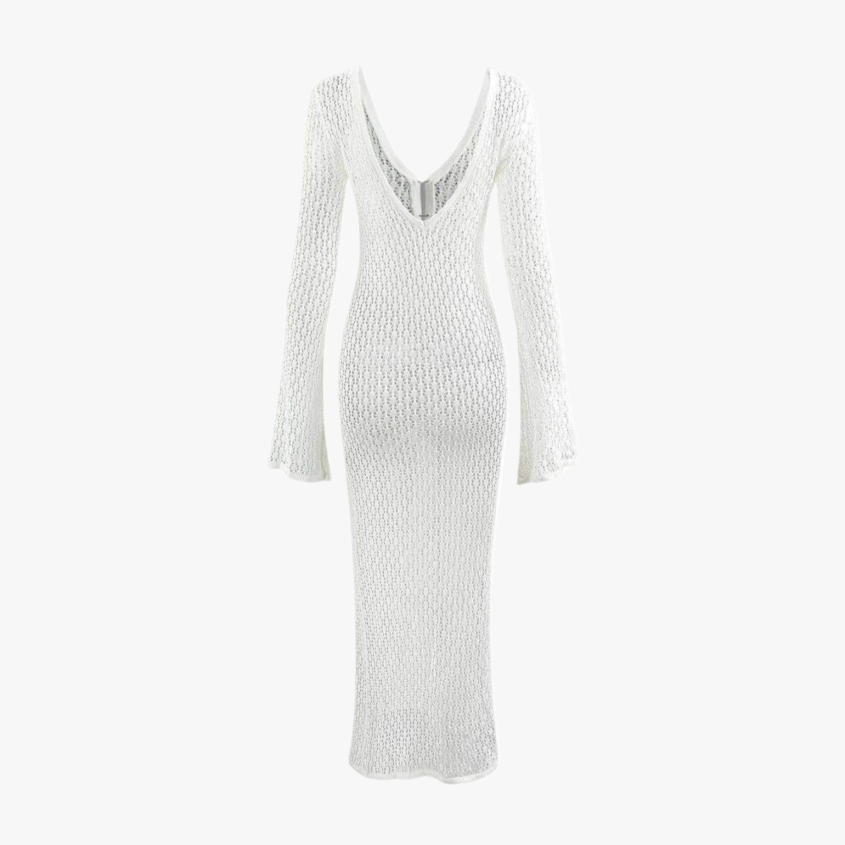 Gehäkeltes Maxikleid mit V-Ausschnitt