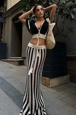 Gehäkeltes Crop-Top & Rock Set