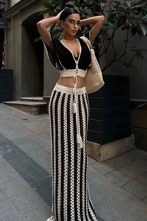 Gehäkeltes Crop-Top & Rock Set