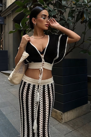 Gehäkeltes Crop-Top & Rock Set