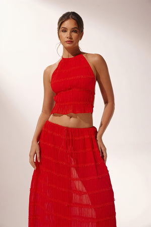 Fließendes Ensemble mit Halterneck-Top