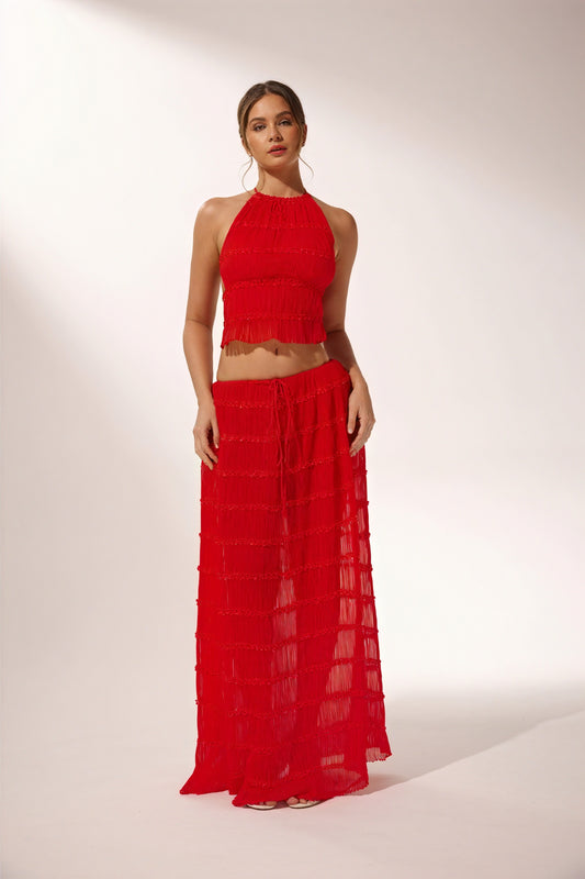 Fließendes Ensemble mit Halterneck-Top