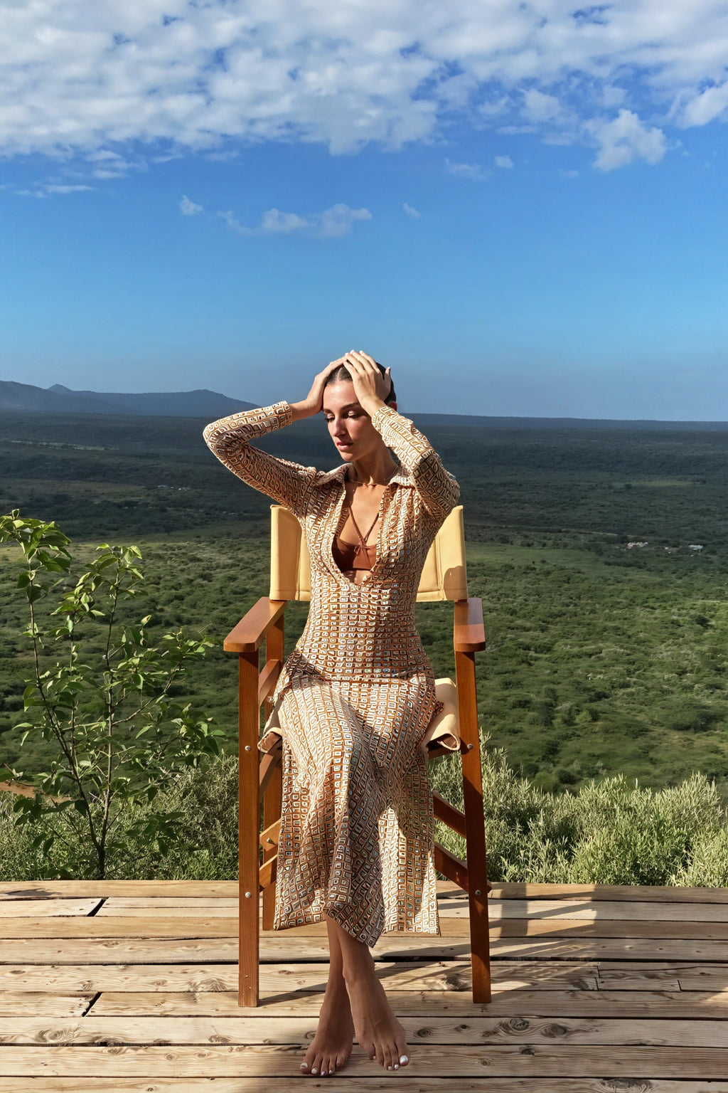 Maxikleid mit geometrischem Muster