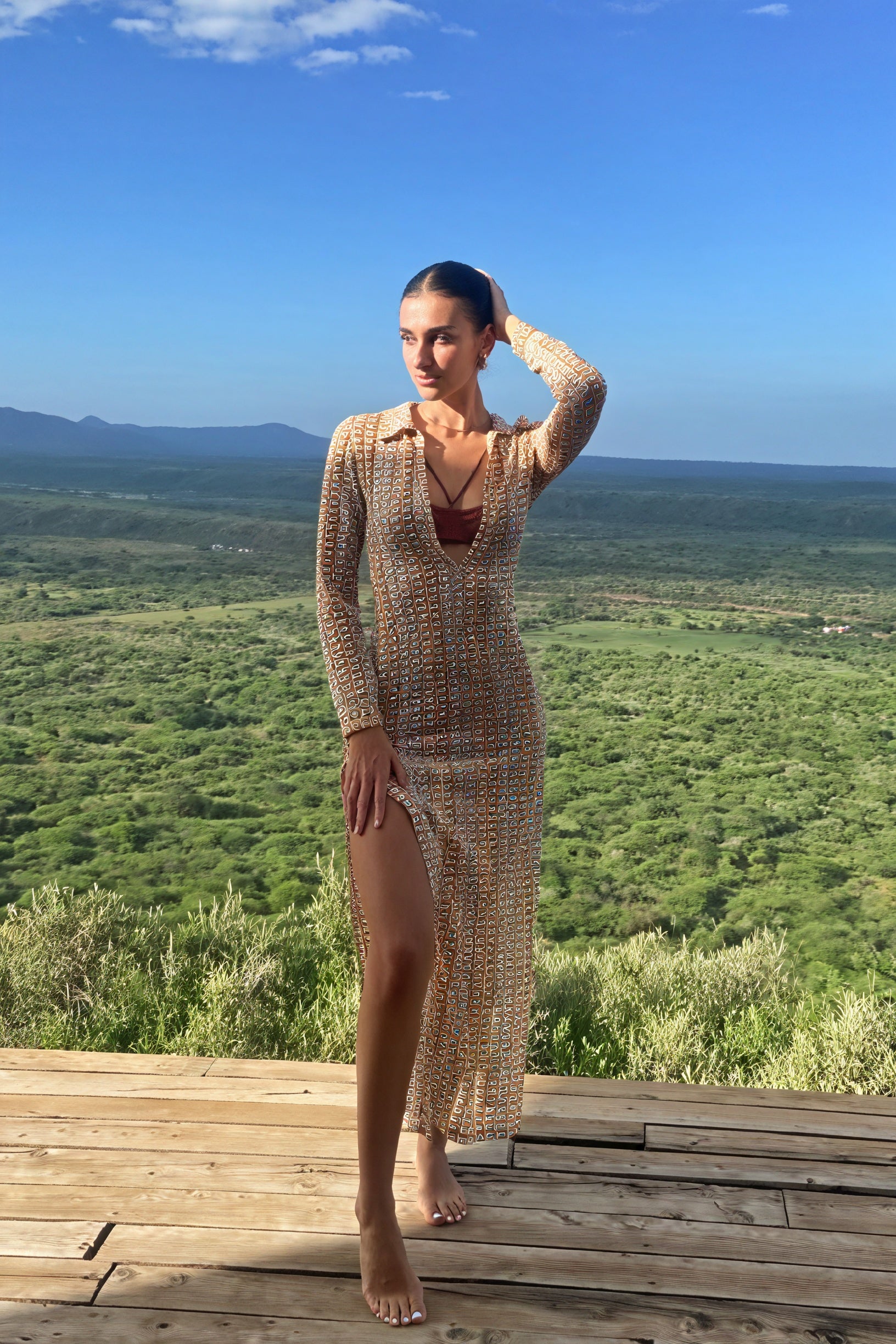 Maxikleid mit geometrischem Muster