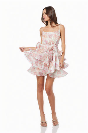 Sommerliches Kleid mit Blumenmuster & Rüschen