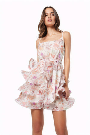 Sommerliches Kleid mit Blumenmuster & Rüschen