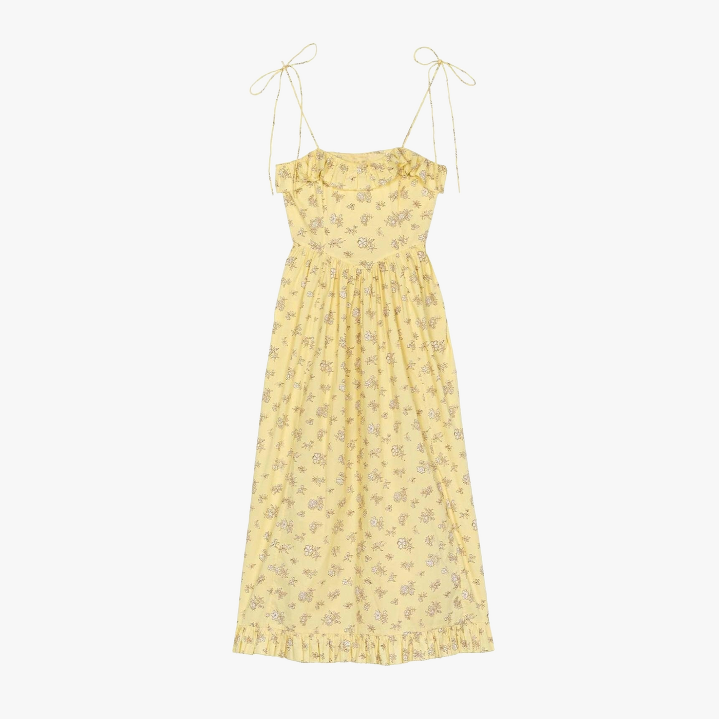 Geblümtes Midikleid mit Rüschenbesatz