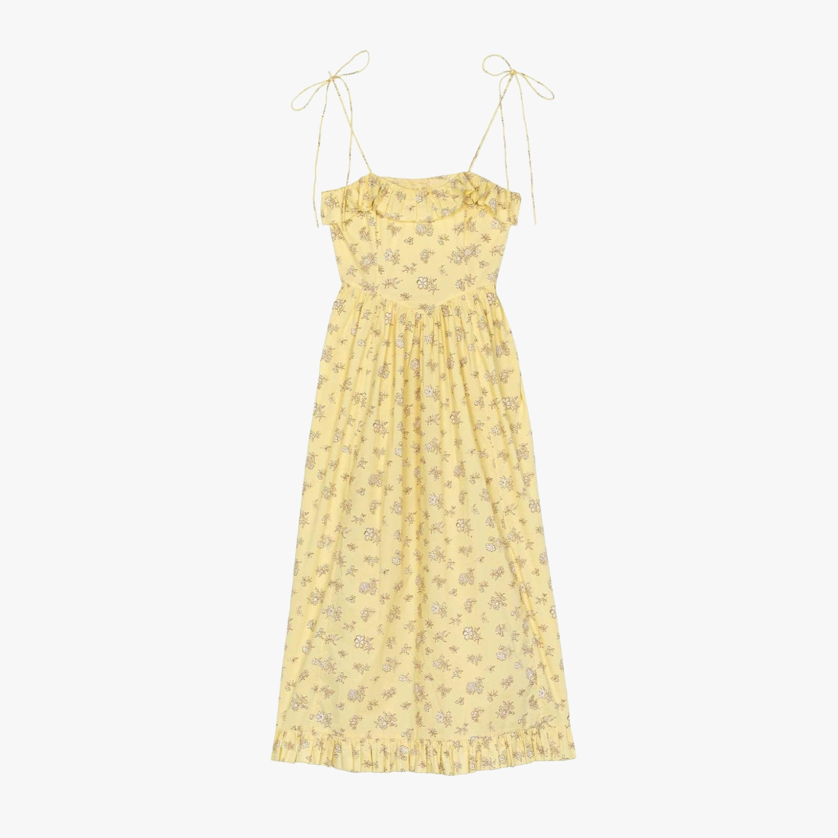 Geblümtes Midikleid mit Rüschenbesatz