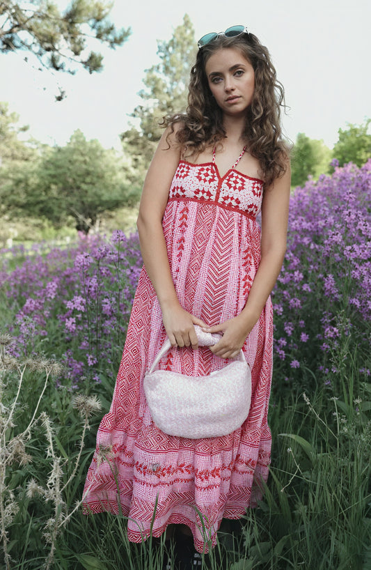 Böhmisches Maxikleid mit Stickerei