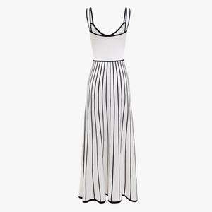 Gestreiftes Midikleid mit Knopfleiste