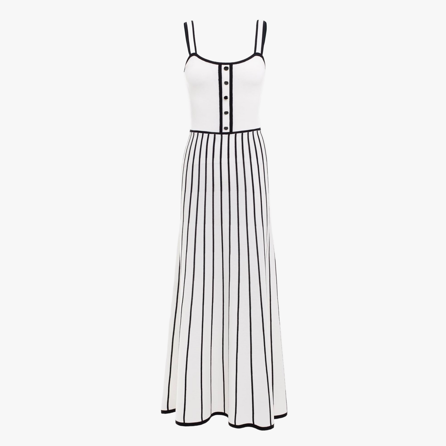 Gestreiftes Midikleid mit Knopfleiste