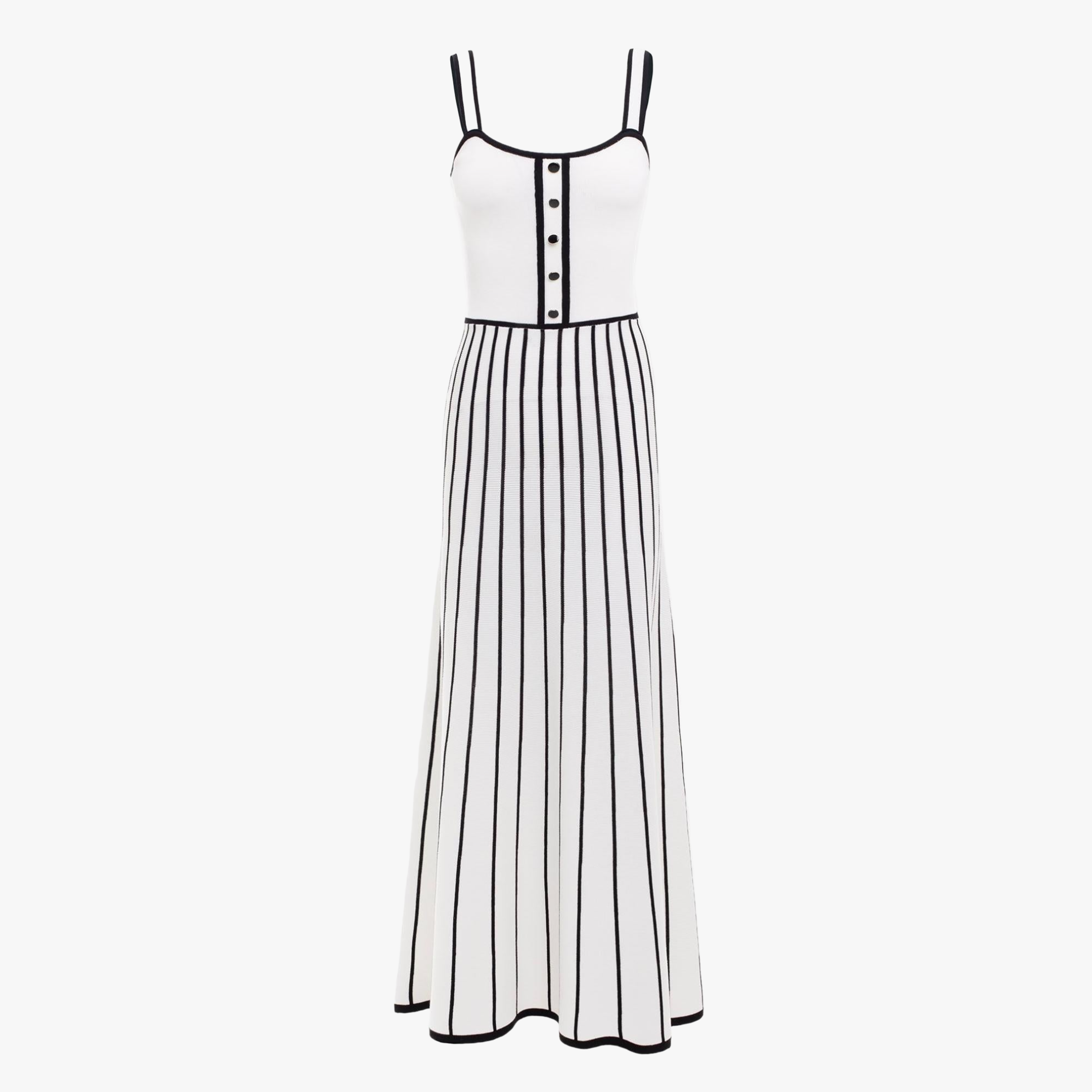 Gestreiftes Midikleid mit Knopfleiste