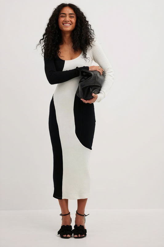 Asymmetrisches Strick-Midikleid