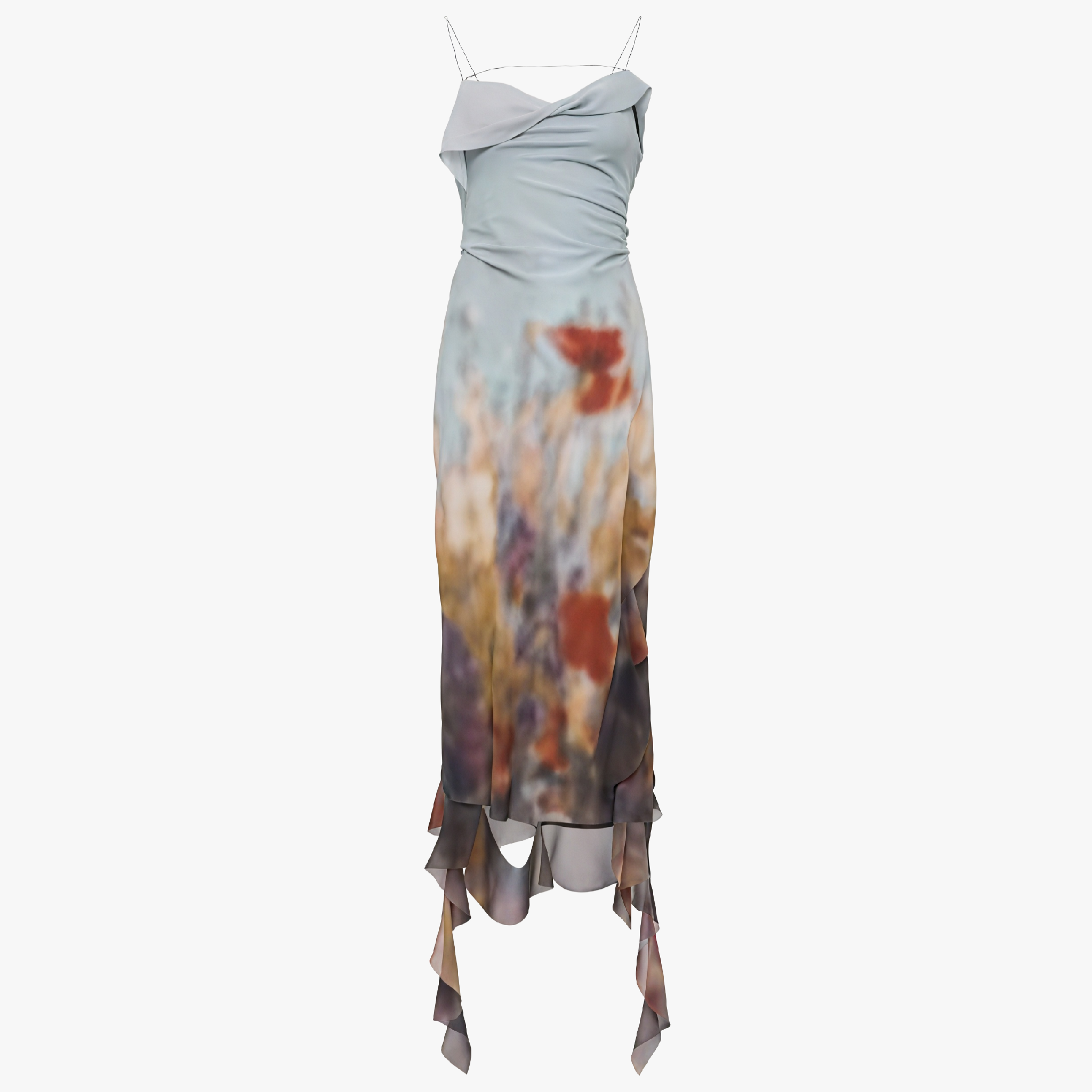 Fließendes Kleid mit floralem Aquarellmuster