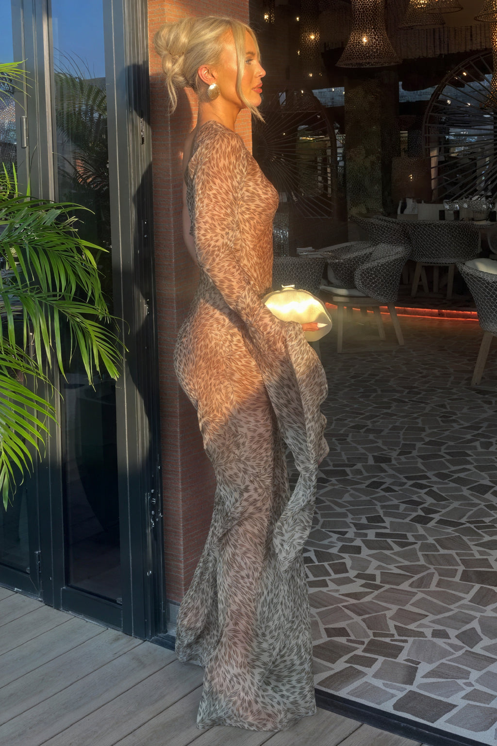 Fließendes One-Shoulder Kleid mit Animal Print