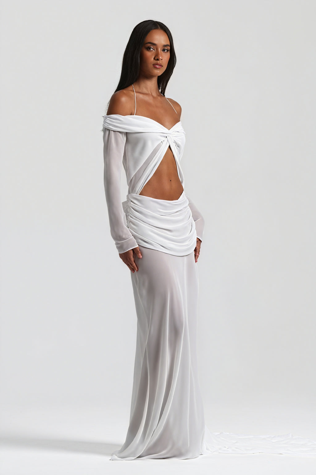 Elegantes Kleid mit Drapierung & Knotendetail