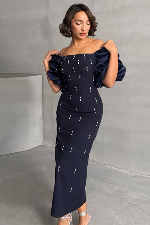 Elegantes Kleid mit Puffärmeln & Details