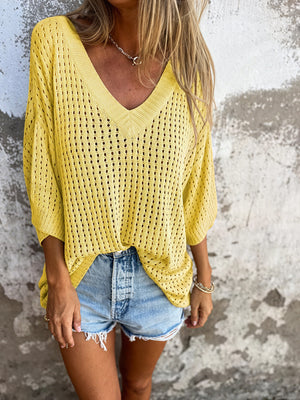 Lässiger Strickpullover mit V-Ausschnitt