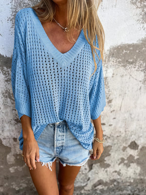 Lässiger Strickpullover mit V-Ausschnitt
