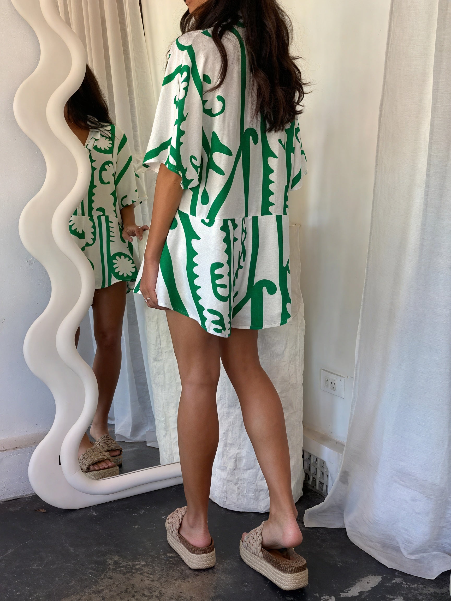 Damen Kleid Kurzarm mit einzigartigem Print und durchgehender Knopfleiste-81581-d1d4222a-b415-4b9e-973f-0260d80d54d6