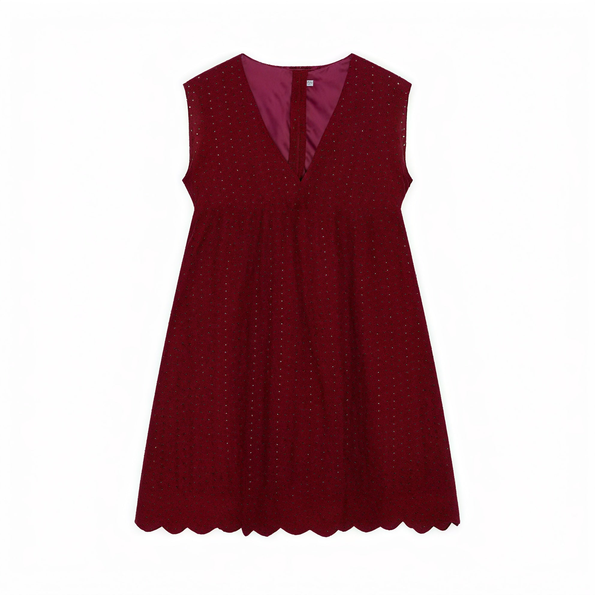 Damen Kleid Perforiertes V-Ausschnitt Ärmelloses Sommerkleid mit Wellensaum – Atmungsaktiv & Lässig-Chic-81587-4e947cd6-8ea0-4fcb-9e39-4cc1663ed95a