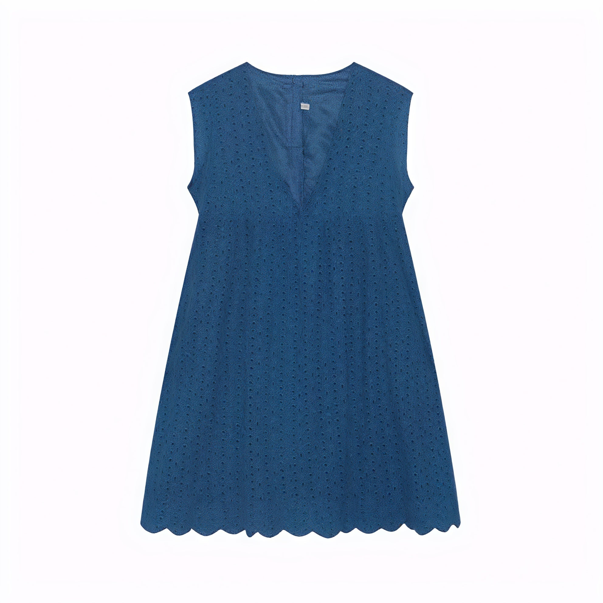 Damen Kleid Perforiertes V-Ausschnitt Ärmelloses Sommerkleid mit Wellensaum – Atmungsaktiv & Lässig-Chic-81587-a0b9c8d6-b457-4319-9c53-3303db5ede7b