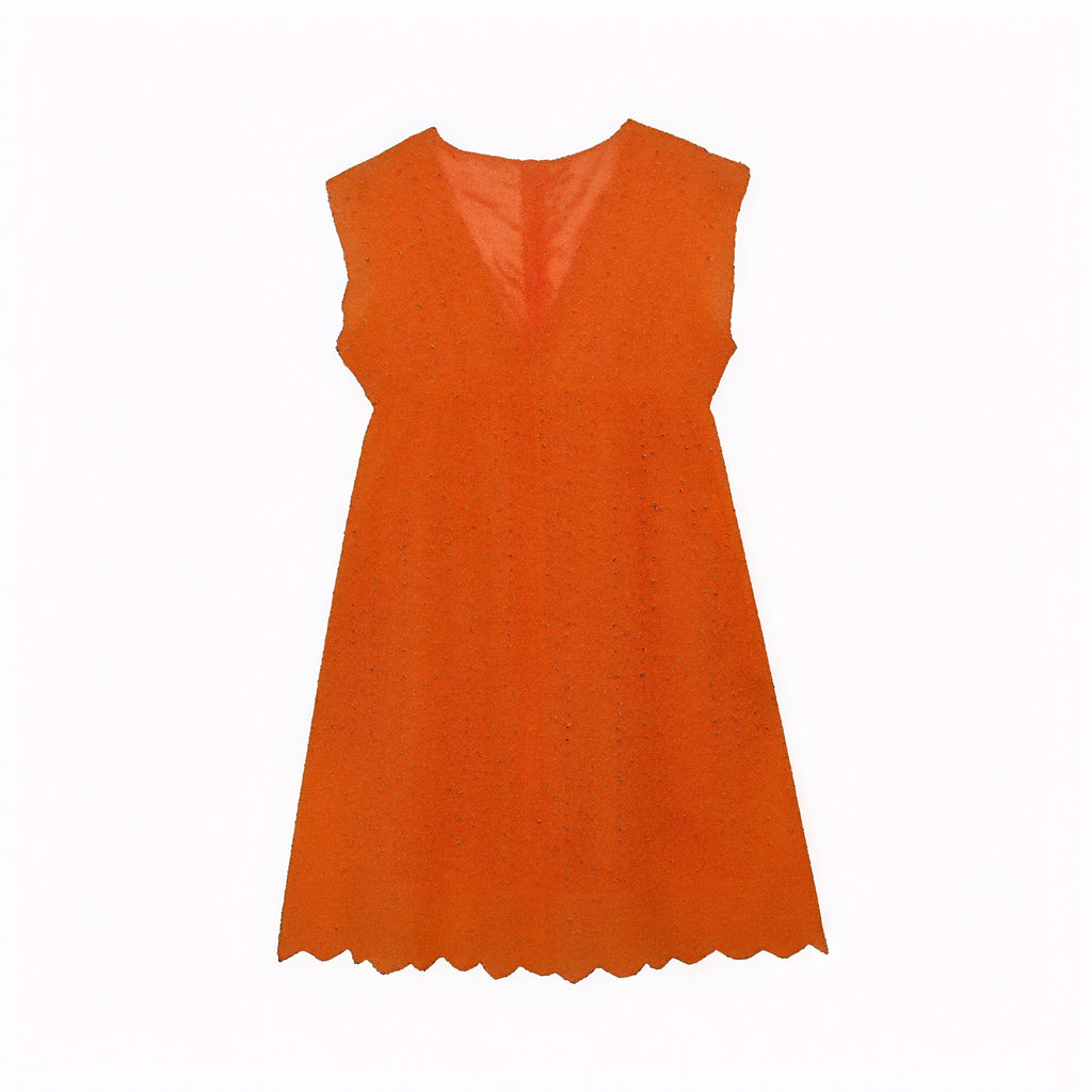 Damen Kleid Perforiertes V-Ausschnitt Ärmelloses Sommerkleid mit Wellensaum – Atmungsaktiv & Lässig-Chic-81587-75e17fb2-c2bd-4f34-918f-53500a9e20da