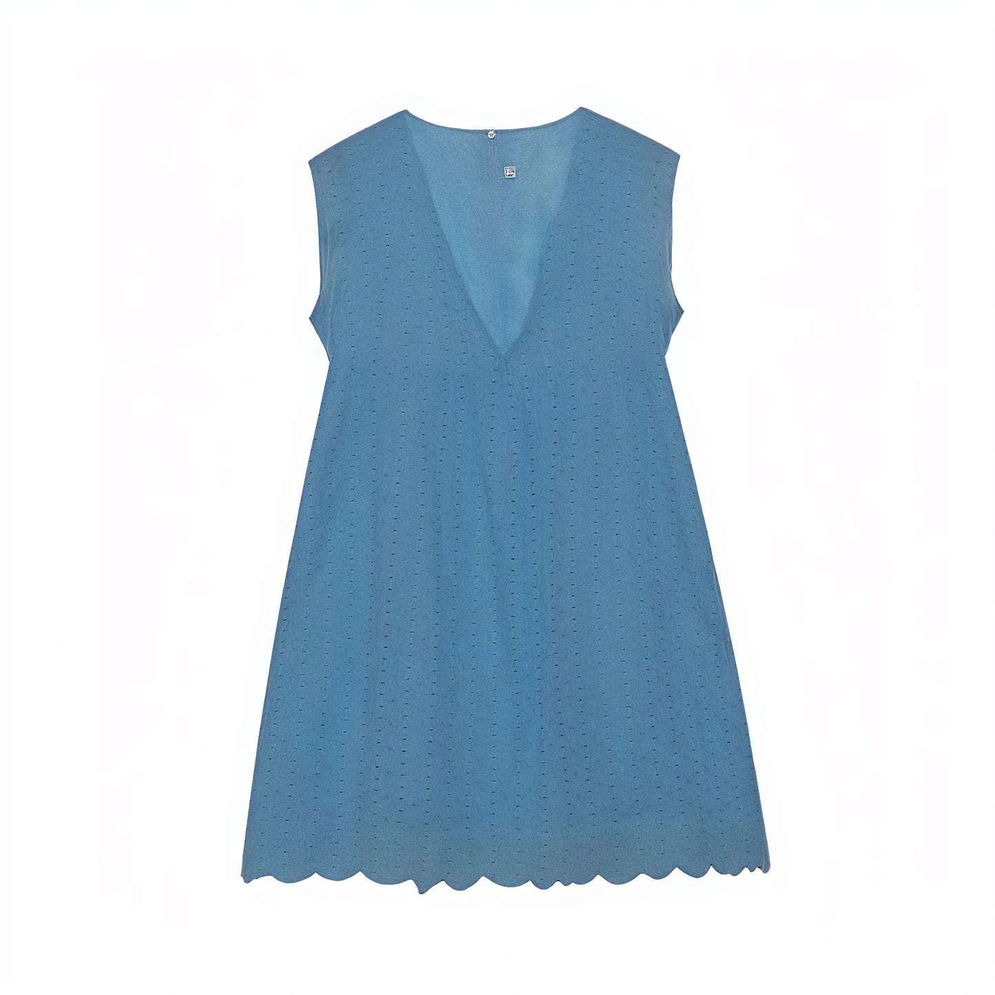 Damen Kleid Perforiertes V-Ausschnitt Ärmelloses Sommerkleid mit Wellensaum – Atmungsaktiv & Lässig-Chic-81587-8db61daa-808c-43db-a28b-8318e9009ff2