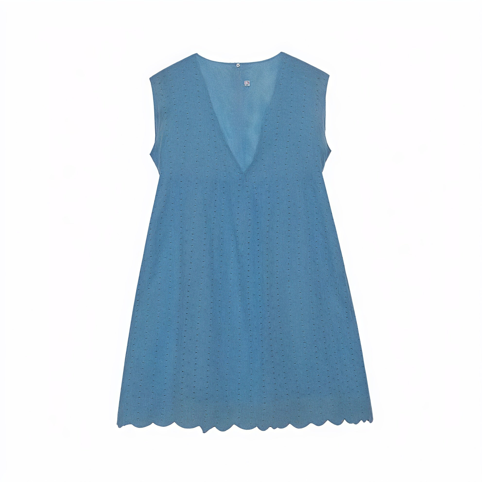 Damen Kleid Perforiertes V-Ausschnitt Ärmelloses Sommerkleid mit Wellensaum – Atmungsaktiv & Lässig-Chic-81587-8db61daa-808c-43db-a28b-8318e9009ff2