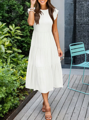 Kleid mit Stufenrock, Rüschenärmeln, Rundhals & fließendem Design – Ideal für Sommer & Freizeit-81634-8772daef-4cad-4f74-9bf3-c0775204a319