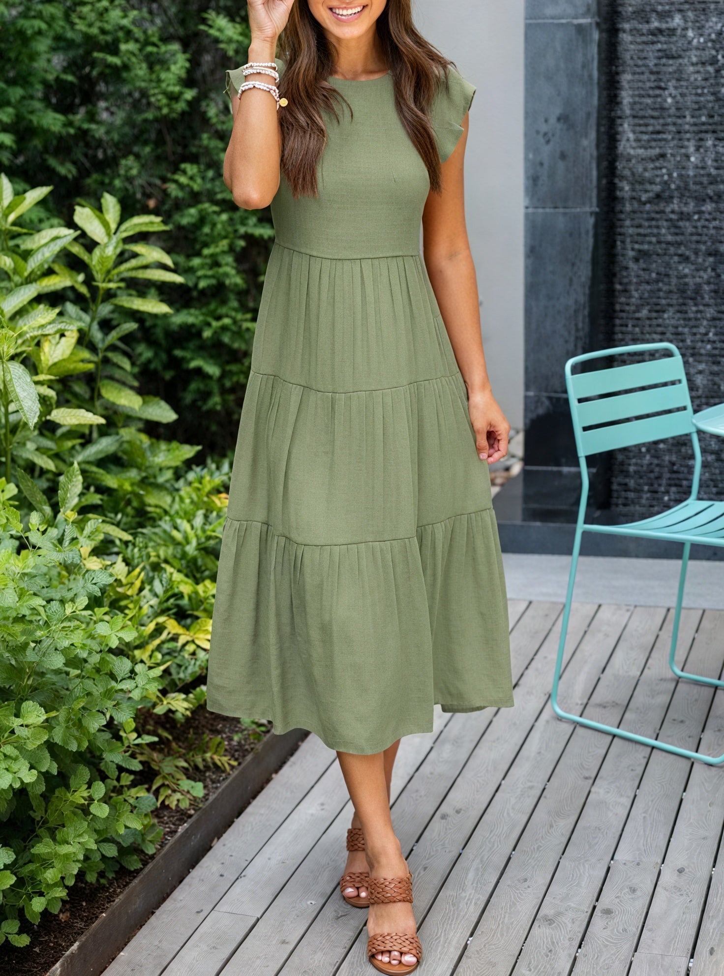 Kleid mit Stufenrock, Rüschenärmeln, Rundhals & fließendem Design – Ideal für Sommer & Freizeit-81634-210c91e9-1195-48c8-a19c-d1fa03554039