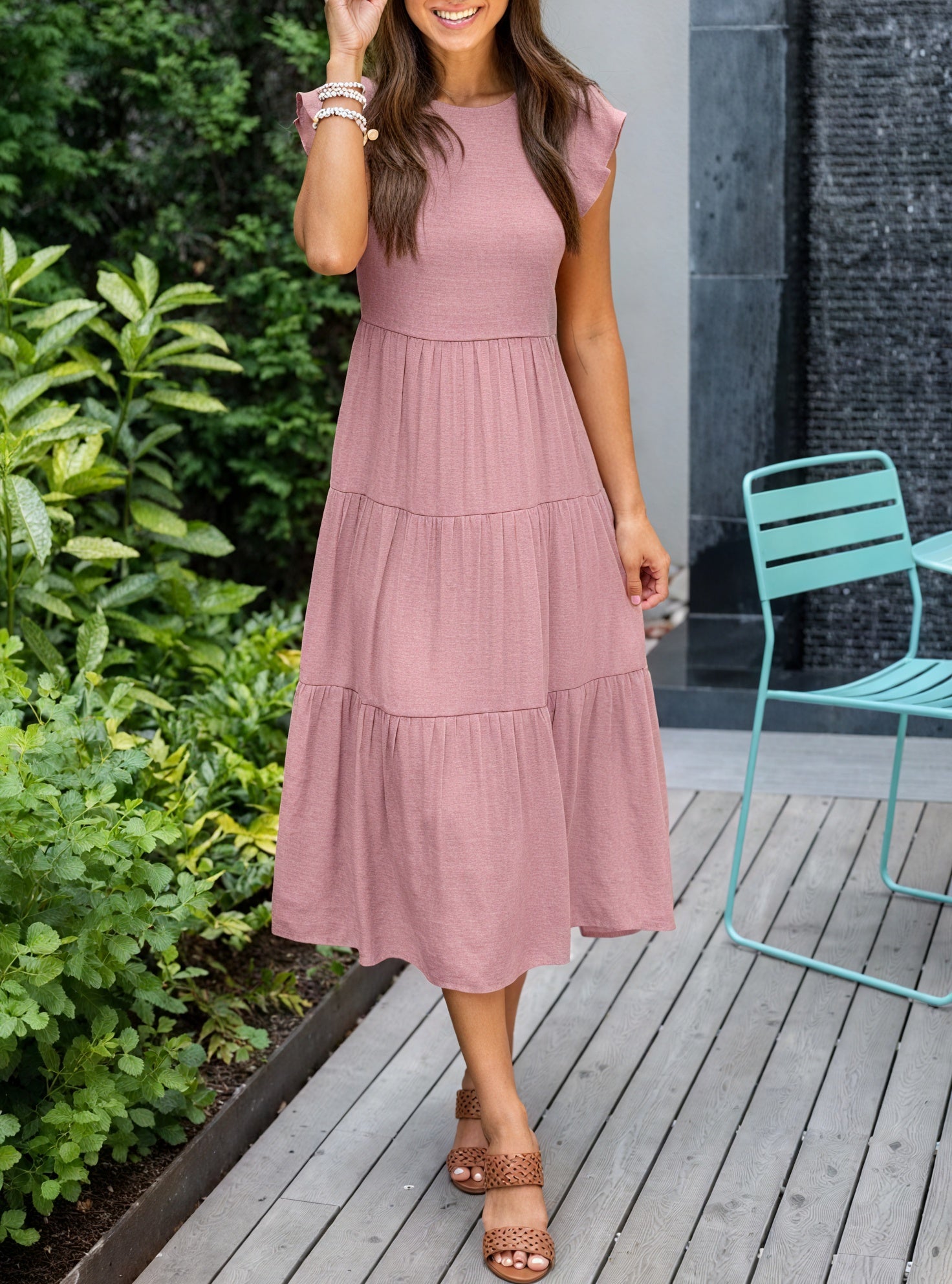Kleid mit Stufenrock, Rüschenärmeln, Rundhals & fließendem Design – Ideal für Sommer & Freizeit-81634-707bab96-971a-4f96-a0e9-1b1aec4b4532