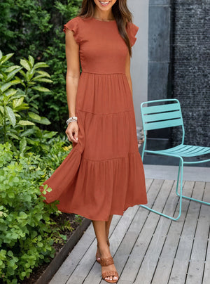 Kleid mit Stufenrock, Rüschenärmeln, Rundhals & fließendem Design – Ideal für Sommer & Freizeit-81634-8e03cd1e-71d2-46da-9a94-51f0a40e87a1