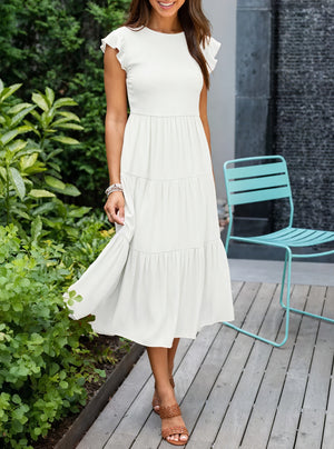 Kleid mit Stufenrock, Rüschenärmeln, Rundhals & fließendem Design – Ideal für Sommer & Freizeit-81634-6d66f1ce-ccf4-43cc-ba96-0b5d92763611